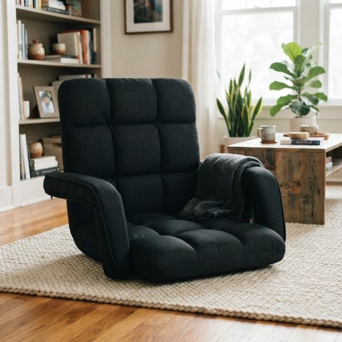 Black floor sofa bed with - black,