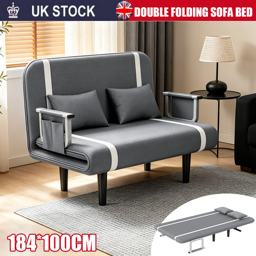Double fabric sofa bed - sofa,