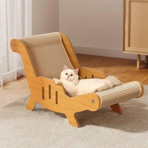 Cat wood sisal lounge chair - sisal,